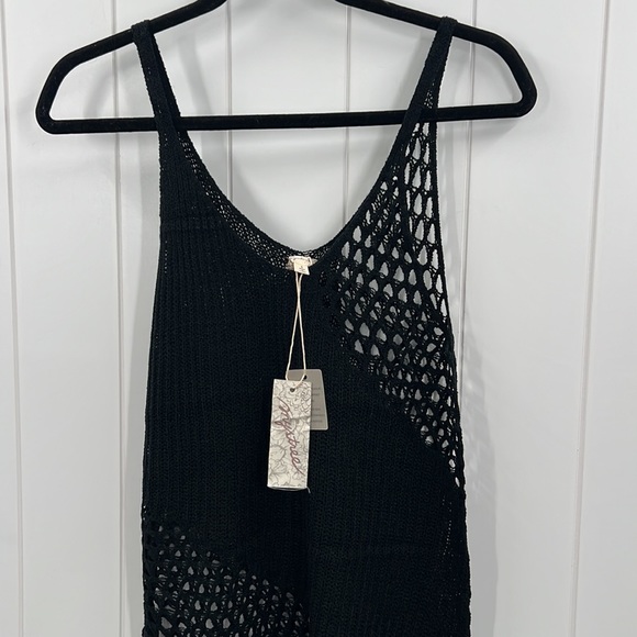 🆕Mystree Crochet Fringe Cover Up Dress Black Lightweight S, M & Large - Picture 3 of 8